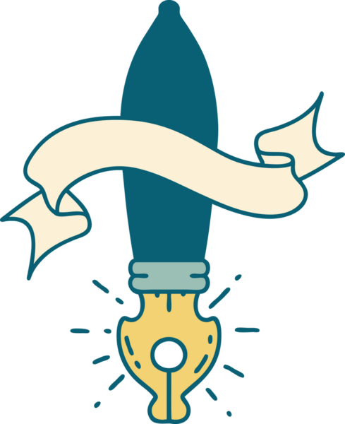 Bir insan tarafından çizilmiş dövme tarzı dolma kalemli parşömen.