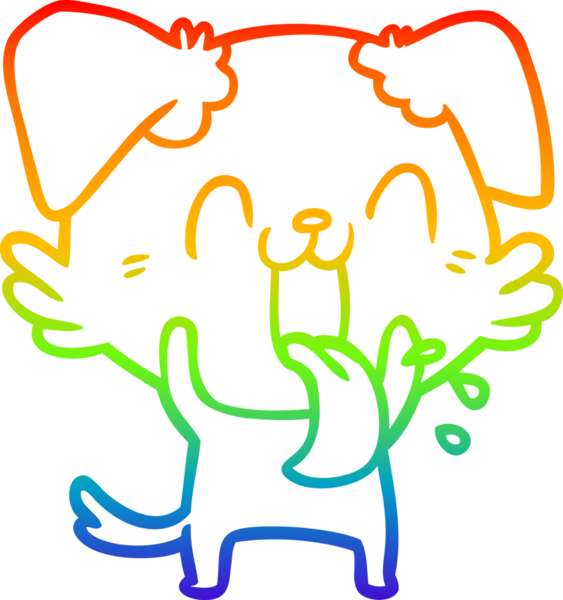 Gökkuşağı gradyan çizgi çizimi Bir insan tarafından çizilmiş nefes nefese bir köpek