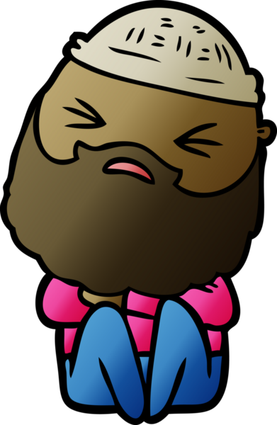 Bir insan tarafından çizilmiş sakallı bir çizgi film adamı.