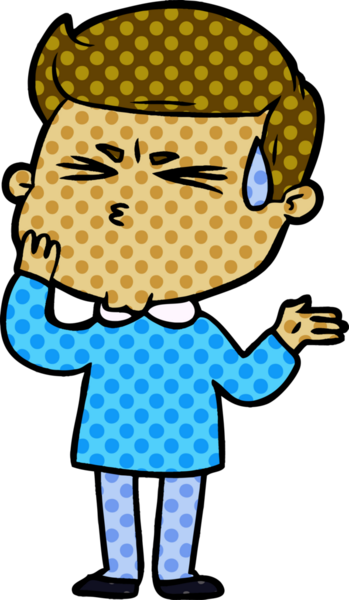 Bir insan tarafından çizilmiş terleyen çizgi film adamı.