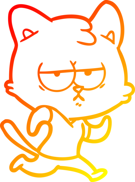Bir insan tarafından çizilmiş sıkılmış çizgi film kedisinin sıcak çizgi çizgisi.