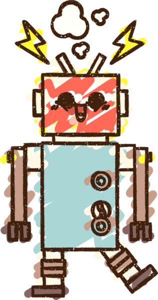 Bir insan tarafından çizilen robot tebeşiri.