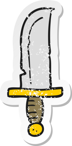 Bir insan tarafından çizilmiş bir karikatür bıçağının gerilimli çıkartması.