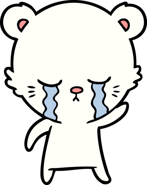 Bir insan tarafından çizilmiş üzgün küçük kutup ayısı çizgi filmi.