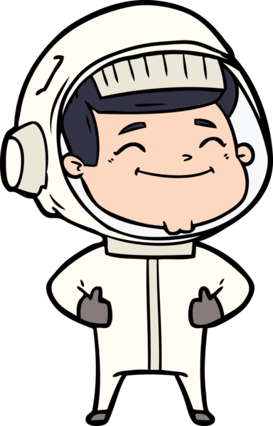 Bir insan tarafından çizilmiş mutlu astronot çizgi filmi.