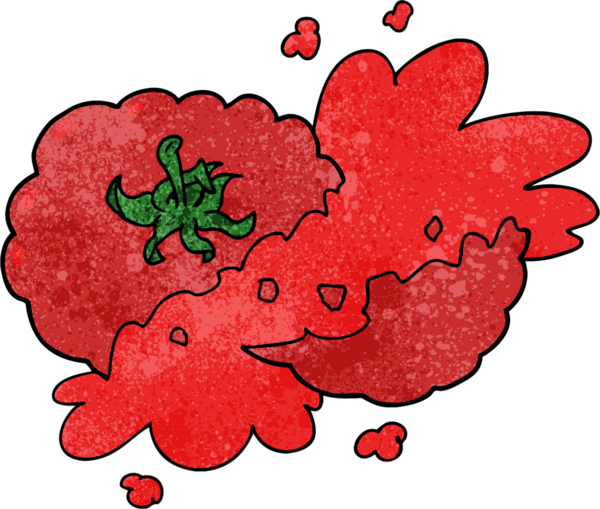 Bir insan tarafından çizilmiş ezilmiş domates.