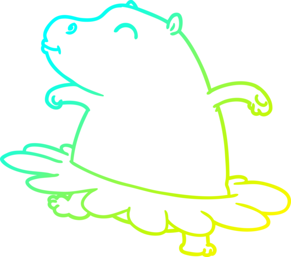 Bir insan tarafından çizilmiş karikatür hipopotam balerin çizimi.