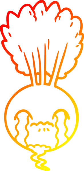 Bir insan tarafından çizilen ağlayan pancar çizgi filminin sıcak gradyan çizimi