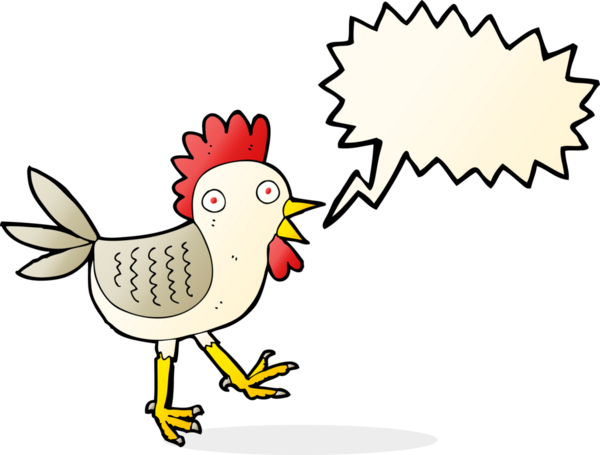 Bir insan tarafından çizilmiş komik çizgi film tavuğu.