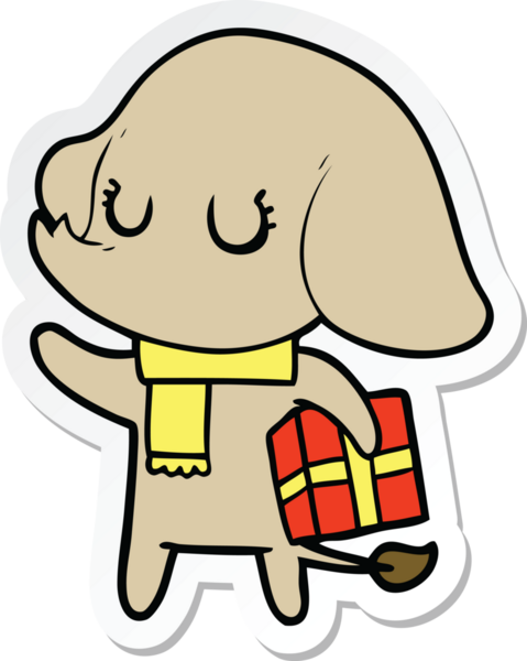 Bir insan tarafından çizilmiş şirin bir filin çıkartması.