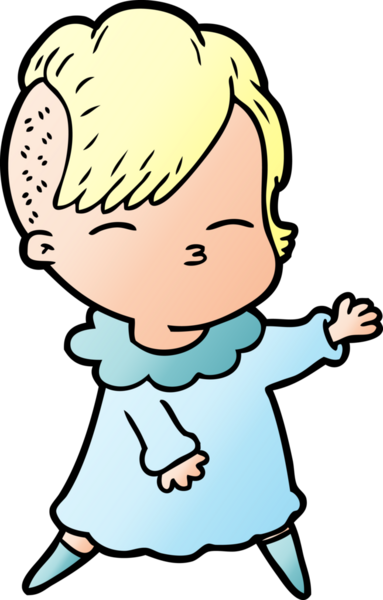 Bir insan tarafından çizilmiş şaşı çizgi film kızı.