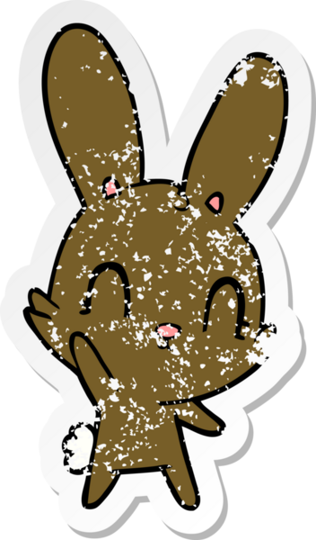 Bir insan tarafından çizilmiş şirin bir tavşanın sıkıntılı çıkartması.
