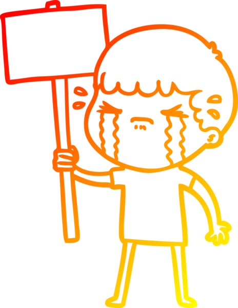 Bir insan tarafından çizilmiş ağlayan bir çizgi film karakteri çizimi.