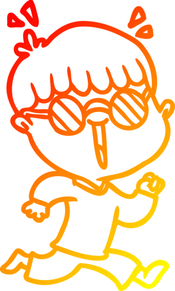 Bir insan tarafından çizilmiş gözlüklü çizgi film karakteri çizimi.