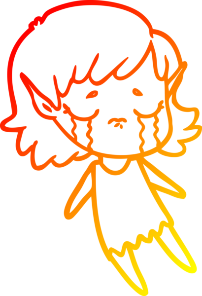 Bir insan tarafından çizilmiş, ağlayan bir elf kızı çizimi.