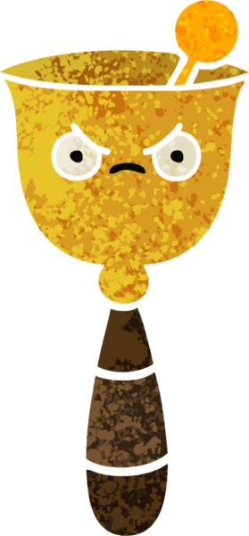 Bir insan tarafından çizilmiş okul çanının retro çizim stili karikatürü