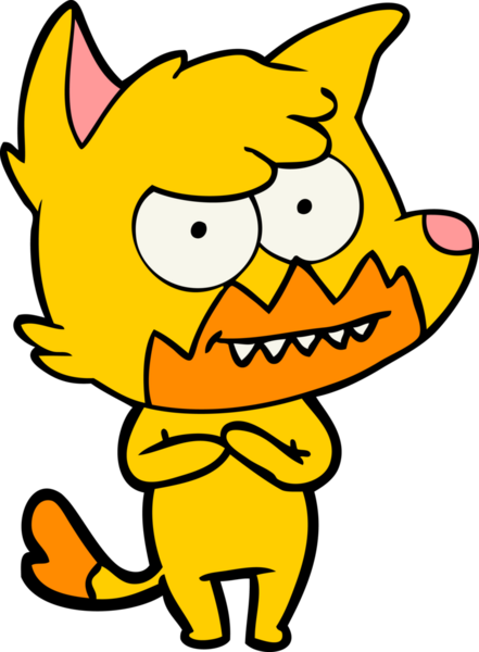 Bir insan tarafından çizilmiş tilki çizgi film karakteri