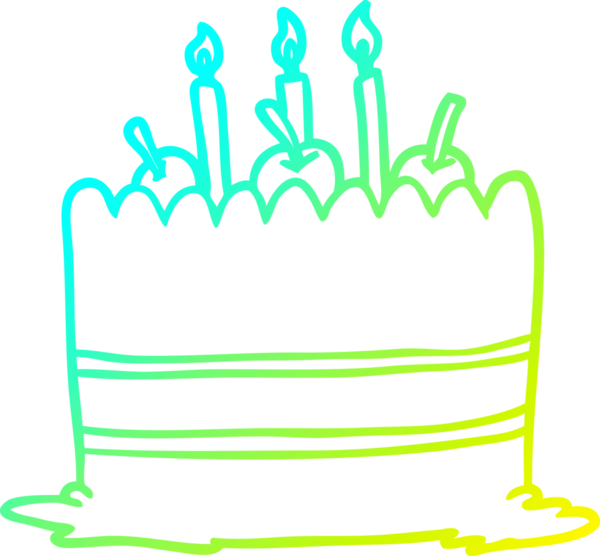 Bir insan tarafından çizilmiş bir doğum günü pastasının soğuk gradyan çizimi