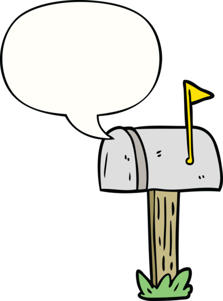 Bir insan tarafından çizilmiş konuşma baloncuklu çizgi film posta kutusu