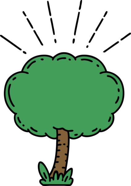 Bir insan tarafından çizilmiş geleneksel dövme ağacının çizimi