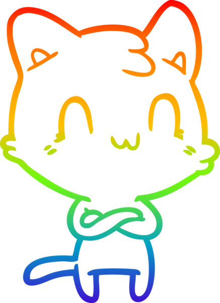 gökkuşağı gradyan çizgi çizimi Bir insan tarafından çizilmiş mutlu kedi