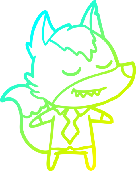 Bir insan tarafından çizilmiş dost canlısı bir patron kurdun soğuk çizgi çizimi.