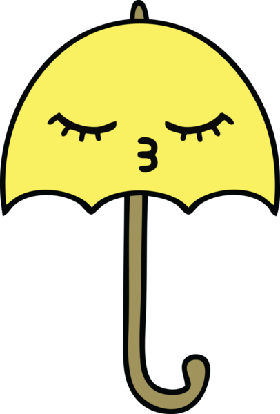 Bir insan tarafından çizilmiş şirin şemsiye karikatürü.