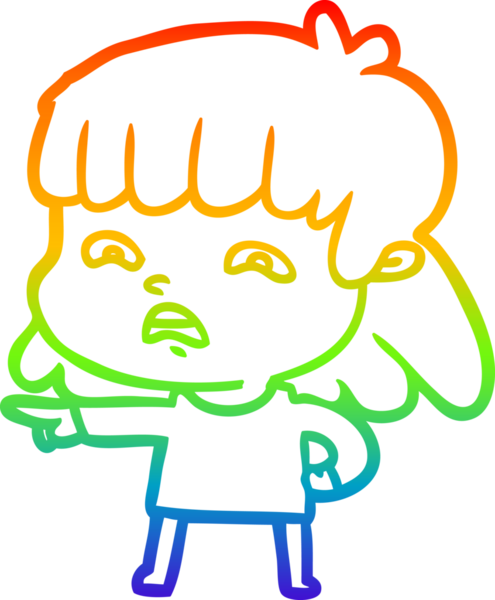 Gökkuşağı gradyan çizimi Bir insan tarafından çizilmiş endişeli bir çizgi kadın