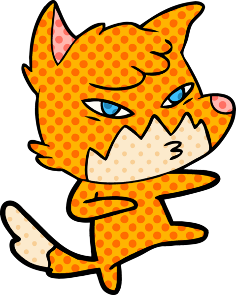 Bir insan tarafından çizilmiş akıllı çizgi film tilkisi.