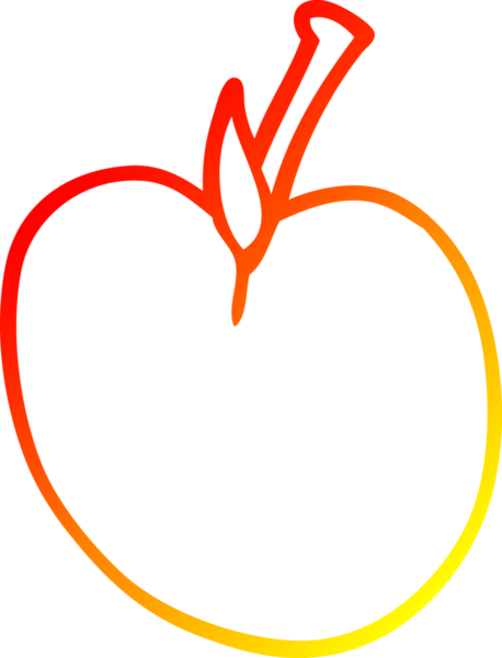 Bir insan tarafından çizilen elma çizgi romanının sıcak gradyan çizimi