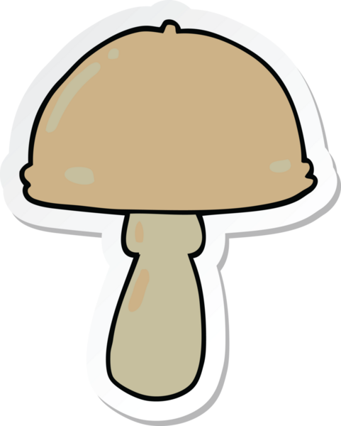 Bir insan tarafından çizilmiş karikatür mantarı çıkartması.