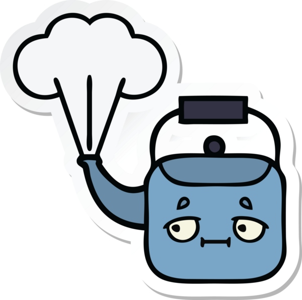 Bir insan tarafından çizilmiş dumanı tüten şirin bir çizgi film çıkartması.