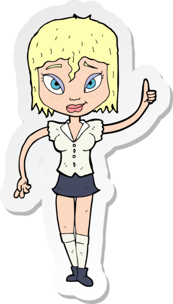 Bir insan tarafından çizilmiş bir karikatür kadının çıkartması.