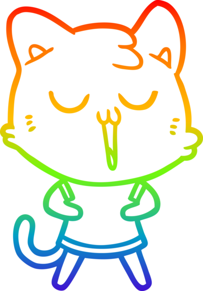 gökkuşağı gradyan çizgi çizimi bir insan tarafından çizilmiş bir çizgi film kedisi