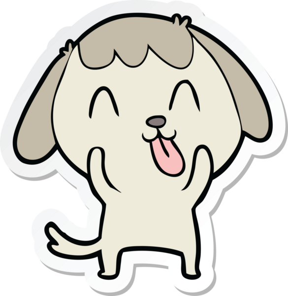 Bir insan tarafından çizilmiş şirin bir köpeğin çıkartması.