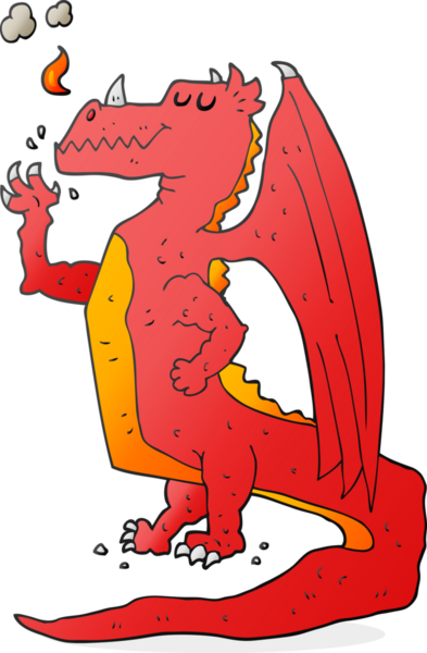 Bir insan tarafından çizilmiş serbest çizim mutlu ejderha.