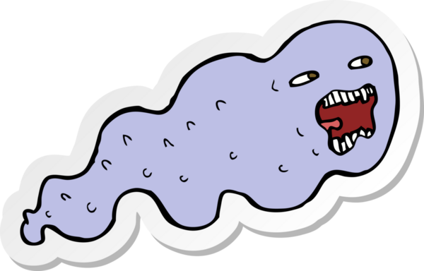 Bir insan tarafından çizilmiş bir hayaletin çıkartması.