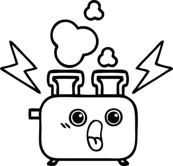 Bir insan tarafından çizilmiş bir tost makinesinin çizgi çizimi