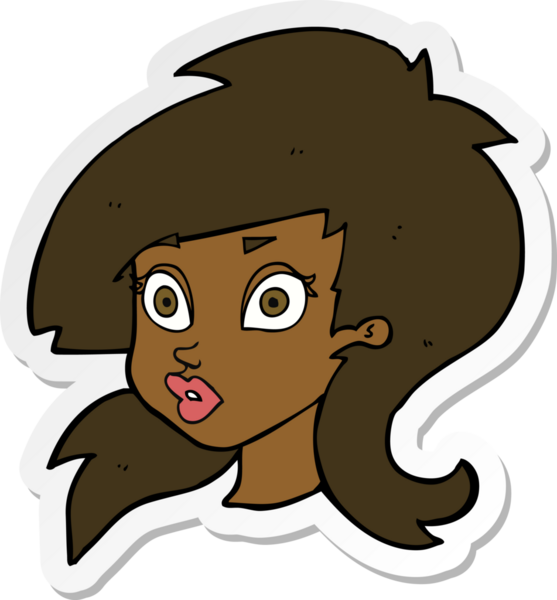 Bir karikatür çıkartması. Bir insan tarafından çizilmiş oldukça şaşırtıcı bir kadın.