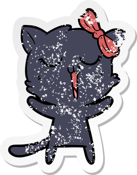 Bir insan tarafından çizilmiş karikatür bir kedinin sıkıntılı çıkartması.