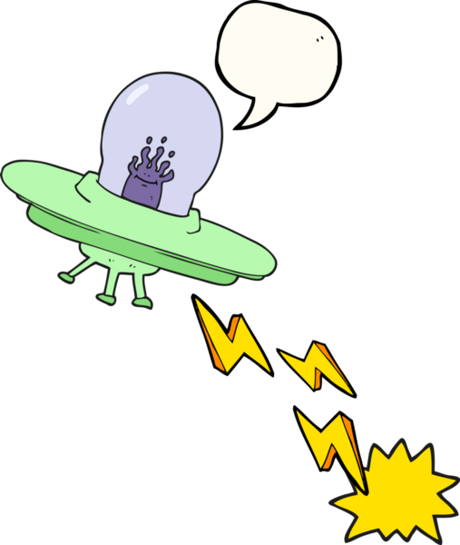 Bir insan tarafından çizilmiş serbest konuşma balonu uçan daire.