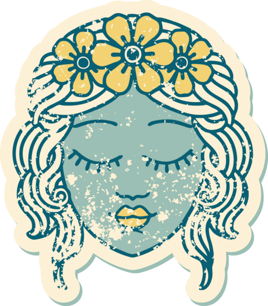 Bir insan tarafından çizilmiş bir bakirenin sembolik dövmeli görüntüsü.