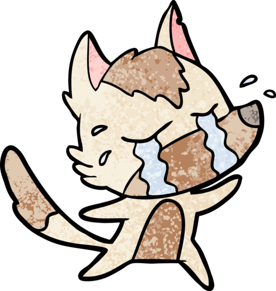 Bir insan tarafından çizilmiş ağlayan kurt çizgi filmi.