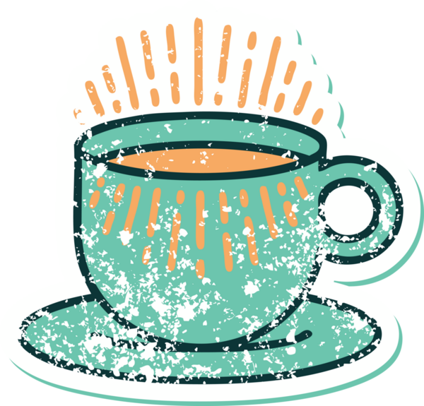 Bir insan tarafından çizilmiş kahvenin sembolik dövmeli görüntüsü.