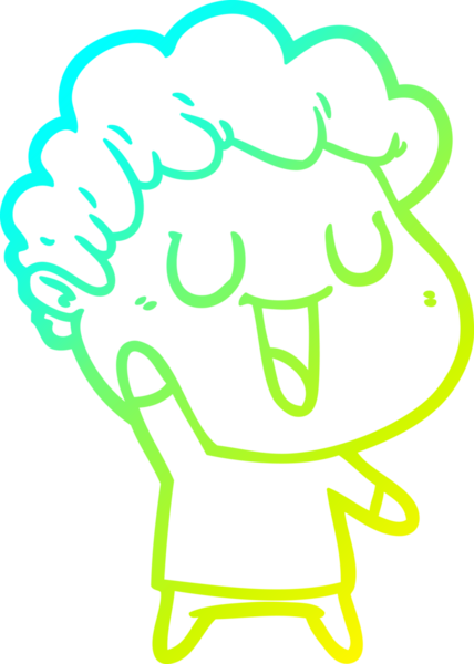 Bir insan tarafından çizilmiş gülen bir çizgi film karakterinin soğuk gradyan çizgisi.