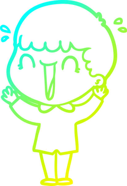 Bir insan tarafından çizilmiş gülen bir çizgi film karakterinin soğuk gradyan çizgisi.