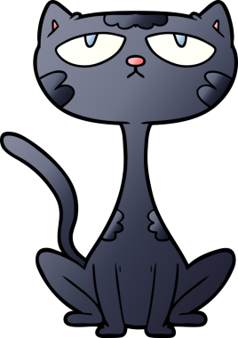 bir insan tarafından çizilmiş kara kedi çizgi filmi