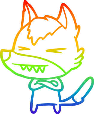 Bir insan tarafından çizilmiş kızgın bir kurt çizgi çizimi.