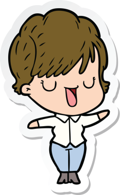 Bir insan tarafından çizilmiş bir karikatür kadının çıkartması.