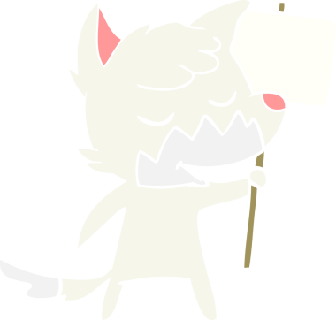 Bir insan tarafından çizilmiş düz renkli tilki çizimi.